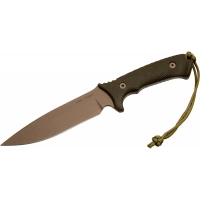 Нож с фиксированным клинком Spartan Blades Harsey Difensa, сталь CPM-S35VN Flat Dark Earth, рукоять зеленая микарта, чехол песочный купить в 