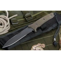 Нож с фиксированным клинком Spartan Breed Fighter (Black SpartaCoat/Green Micarta/Black Molle Sheath) 13.97 см. купить в 