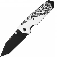 Нож складной Hogue EX-02 Tanto Skulls & Bones, сталь 154CM, рукоять ABS-пластик, молочный купить в 