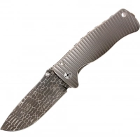 Нож складной LionSteel SR2DL G Mini, сталь клинка дамасская сталь Chad Nichols Damascus «Lizard» Pattern, рукоять титан по технологии Solid®, серый купить в 