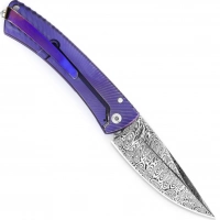 Нож складной LionSteel TiSpine Diamond, сталь дамаск с рисунком «земля Одина», рукоять титан купить в 