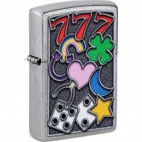 Зажигалка ZIPPO All Luck с покрытием Street Chrome, латунь/сталь, серебристая купить в 