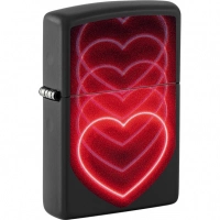 Зажигалка ZIPPO Hearts Design с покрытием Black Light, латунь/сталь, черная, матовая купить в 