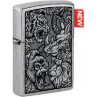 Зажигалка ZIPPO Jungle Design с покрытием Street Chrome, латунь/сталь, серебристая купить в 