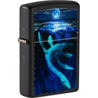 Зажигалка ZIPPO Lock Ness с покрытием Black Light, латунь/сталь, черная, матовая купить в 