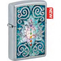 Зажигалка ZIPPO Lotus Flower с покрытием High Polish Chrome, латунь/сталь, серебристая купить в 