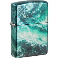 Зажигалка ZIPPO Rogue Wave с покрытием 540 Tumbled Chrome, латунь/сталь, бирюзовая купить в 
