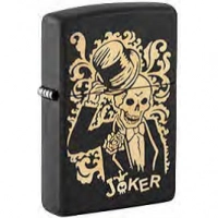 Зажигалка ZIPPO Skull Design с покрытием Black Matte, Джокер, латунь/сталь, черная купить в 