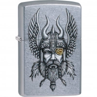Зажигалка ZIPPO Viking Warrior с покрытием Street Chrome™, латунь/сталь, серебристая, 36x12x56 мм купить в 